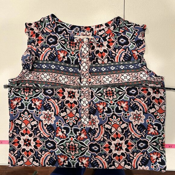 Loft Women’s Multicolor Floral Sleeveless Button Detail Front Top - Picture 6 of 7